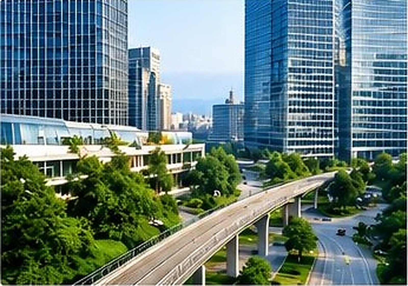 Modern business district and infrastructure